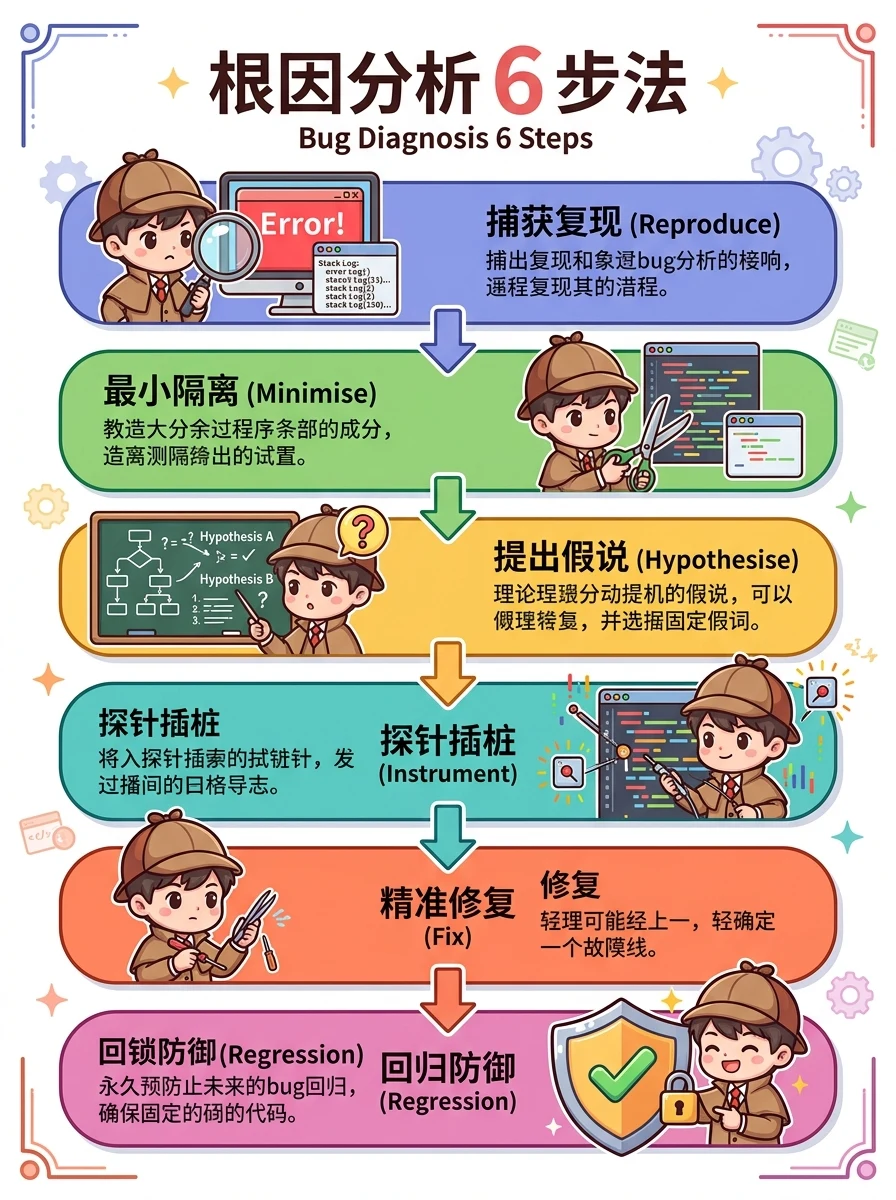 Bug 根因分析 6 步法与防御固化流程