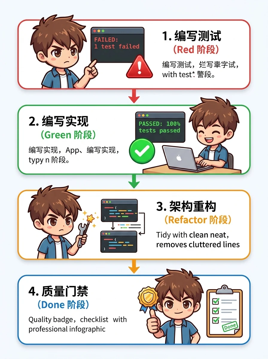 TDD 确定性执行循环与质量门禁